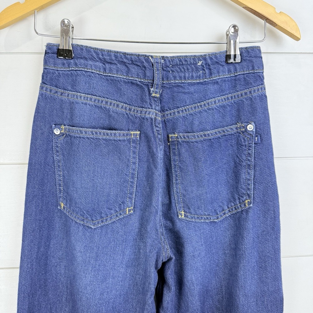Pilcro Wide-Leg Flare Jeans in Dark Blue Denim - Picture 8 of 16